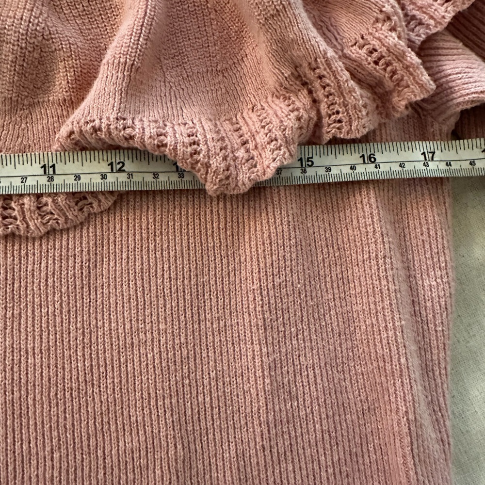90s Ralph Lauren Peach Ruffled Sweater 100 Percent Cotton Size Large - Picture 7 of 9